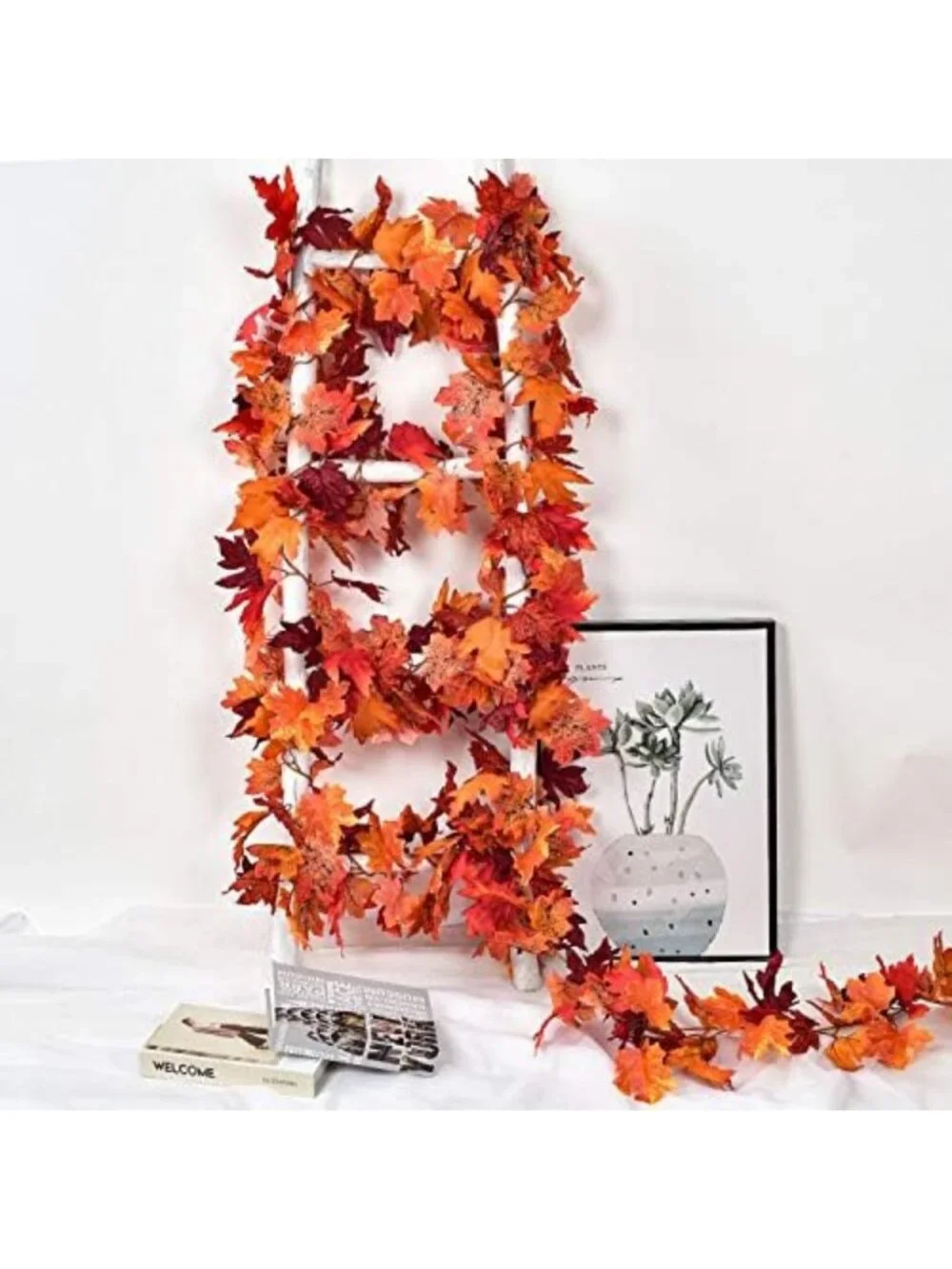 6 Pack Autumn Maple Leaf Garland - 5.9Ft Hanging Vine for Thanksgiving Decor